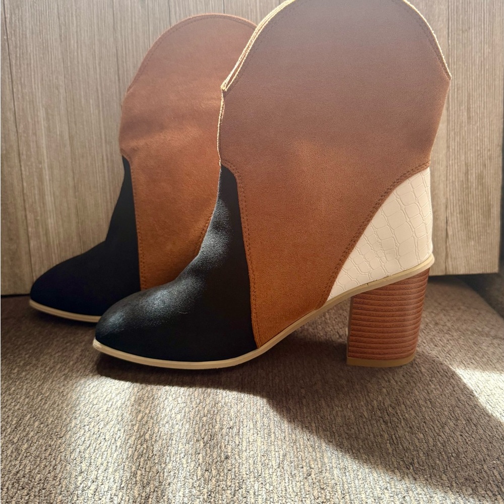 Stylish Women's Ankle Boots - Black, Brown, and White